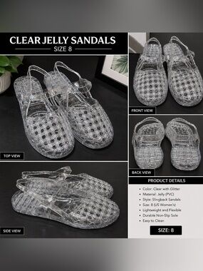 Clear Glitter Jelly Slingback Sandals - Women's Clear